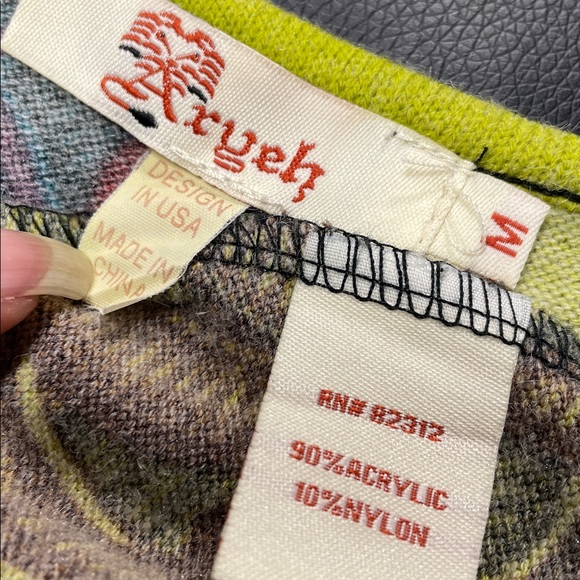 Anthropologie Aryeh Sweater Dress Size M Olive Green Mandala Print Wearable Art - Picture 9 of 11